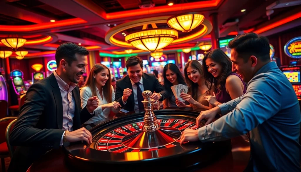 Engage in extreme gaming excitement with bdg game login at a vibrant roulette table in a bustling casino.