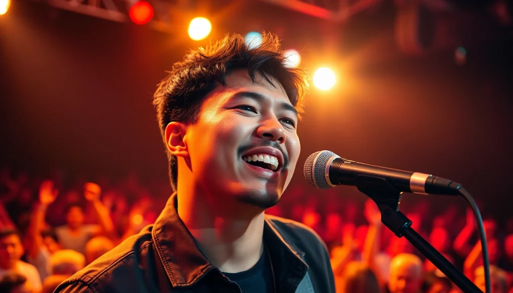 OK88 passionately performing live, captivating the audience with energy and talent.