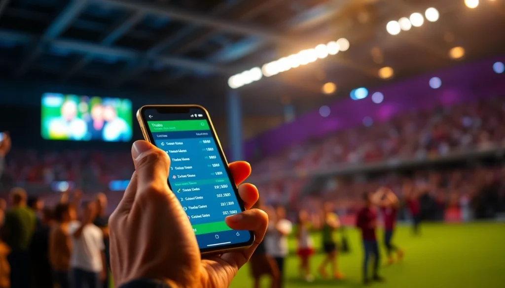 Engaged bettor using the 22bet app to place exciting sports wagers.